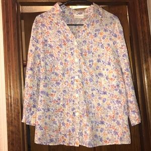 EUC Alfred Dunner Floral Button Up Top